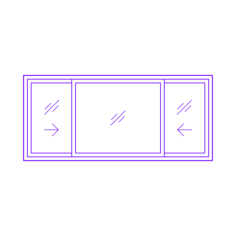 Buildings Sliding Windows 3 Panels Half Fixed Clear Editable Svg Line Art, Free Vectors File